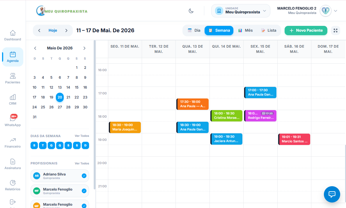 Interface de Agenda Semanal (Light Mode)