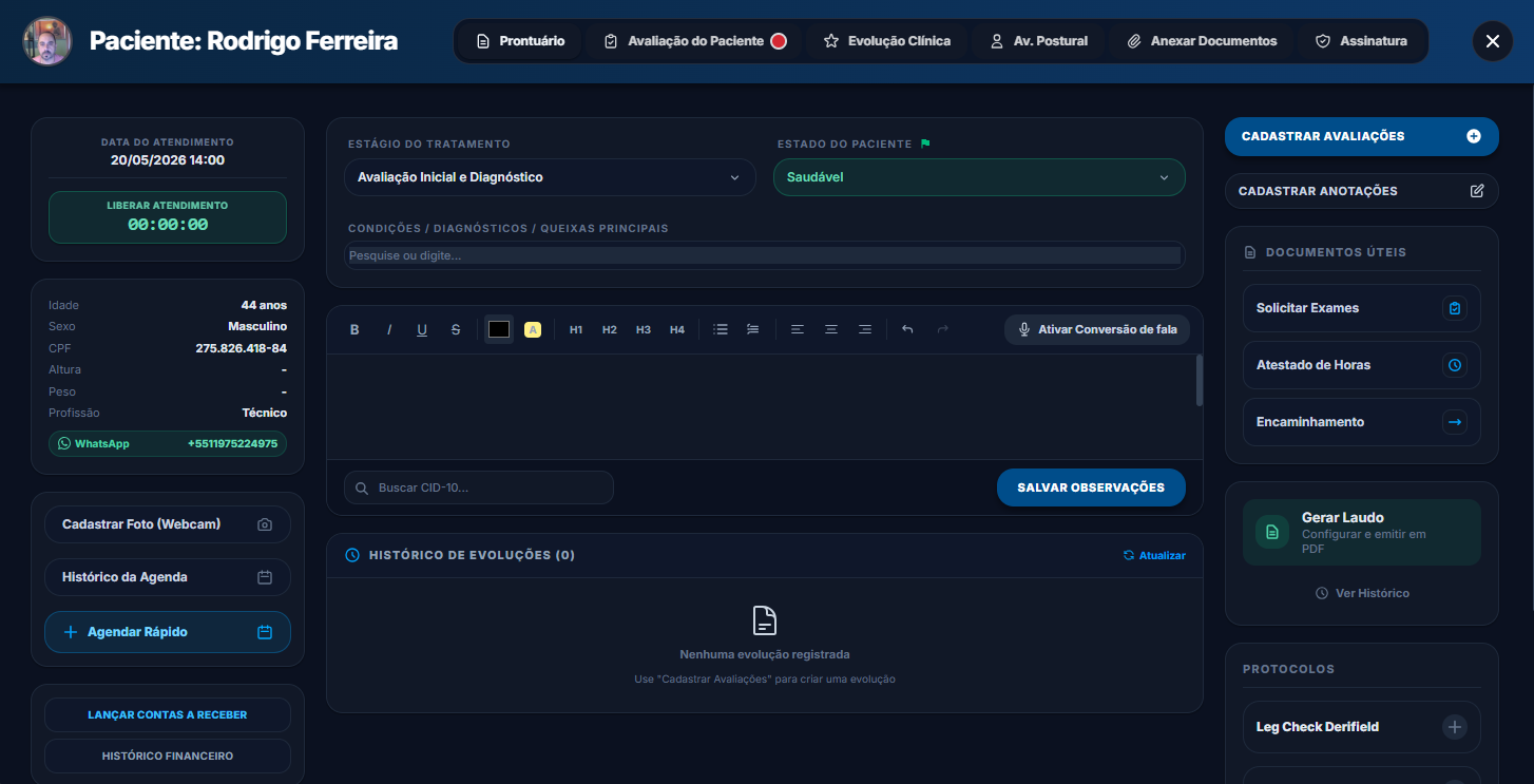Interface de Prontuário (Dark Mode)
